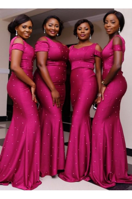 Mermaid Beaded Long Bridesmaid Dresses 3010318
