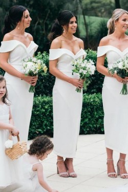Sheath Off-the-Shoulder Bridesmaid Dresses 3010321