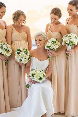 A-Line One-Shoulder Empire Chiffon Long Bridesmaid Dresses Maternity Dresses 3010323