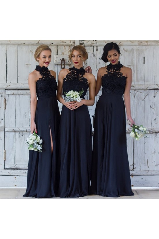 A-Line Lace Navy Blue Long Bridesmaid Dresses 3010325 A-Line Lace Navy Blue Long Bridesmaid Dresses 3010325