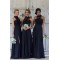 A-Line Lace Navy Blue Long Bridesmaid Dresses 3010325