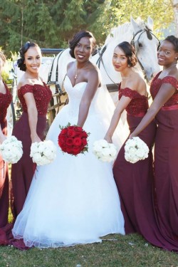 Lace Off-the-Shoulder Bridesmaid Dresses 3010329