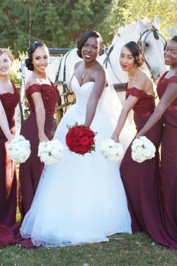 Lace Off-the-Shoulder Bridesmaid Dresses 3010329