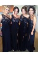 Sheath Off-the-Shoulder Navy Blue Long Bridesmaid Dresses 3010330 Sheath Off-the-Shoulder Navy Blue Long Bridesmaid Dresses 3010330