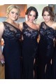 Sheath Off-the-Shoulder Navy Blue Long Bridesmaid Dresses 3010330 Sheath Off-the-Shoulder Navy Blue Long Bridesmaid Dresses 3010330
