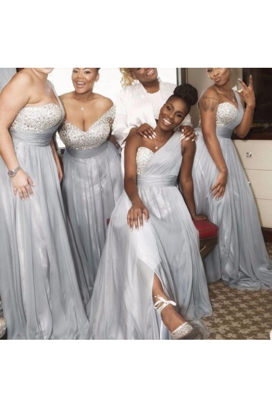 A-Line Beaded One-Shoulder Plus Size Long Bridesmaid Dresses 3010334 A-Line Beaded One-Shoulder Plus Size Long Bridesmaid Dresses 3010334
