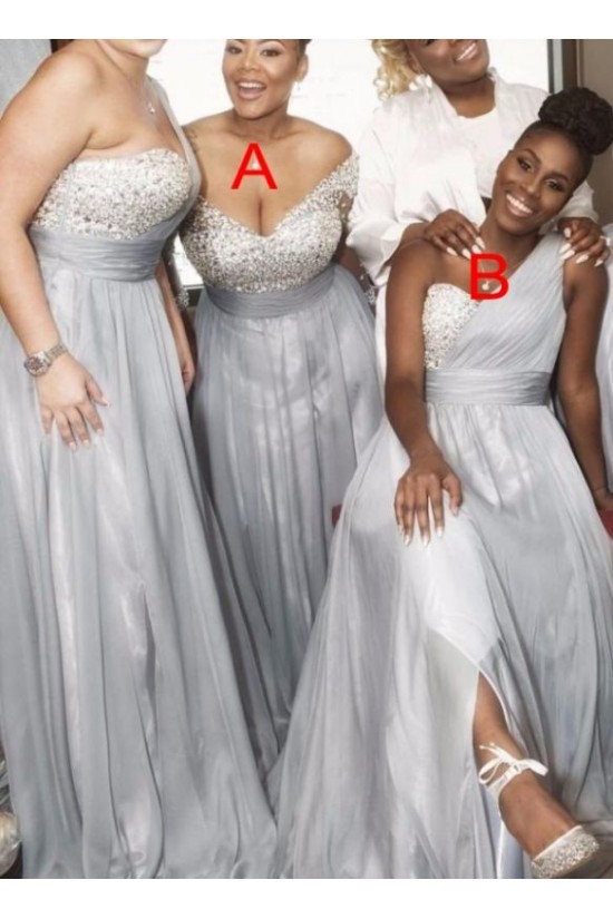 A-Line Beaded One-Shoulder Plus Size Long Bridesmaid Dresses 3010334 A-Line Beaded One-Shoulder Plus Size Long Bridesmaid Dresses 3010334