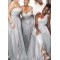 A-Line Beaded One-Shoulder Plus Size Long Bridesmaid Dresses 3010334