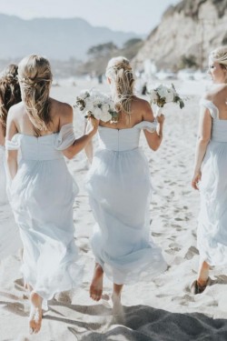A-Line Chiffon Off-the-Shoulder Long Bridesmaid Dresses 3010335