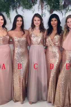 Affordable Sequins Long Bridesmaid Dresses 3010337