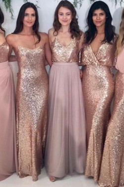 Affordable Sequins Long Bridesmaid Dresses 3010337