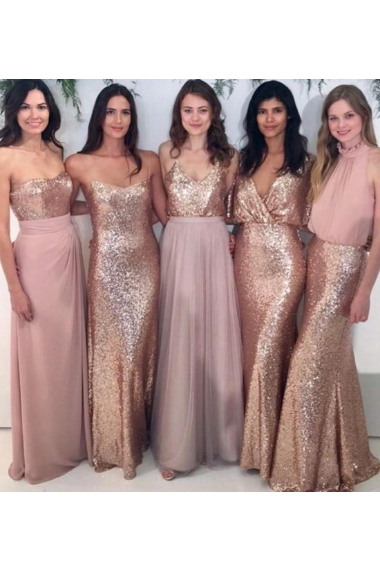 Affordable Sequins Long Bridesmaid Dresses 3010337