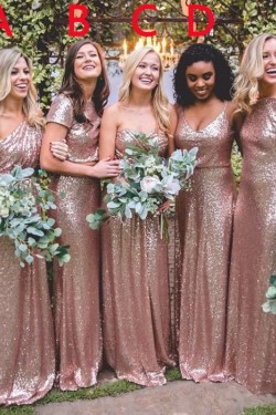 Affordable Sequins Long Bridesmaid Dresses 3010338