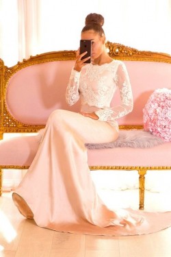 Mermaid Lace Long Sleeves Long Bridesmaid Dresses 3010344