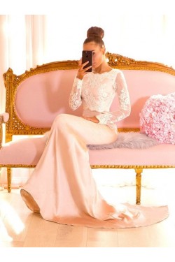 Mermaid Lace Long Sleeves Long Bridesmaid Dresses 3010344