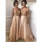 A-Line Beaded Off-the-Shoulder Long Bridesmaid Dresses 3010347