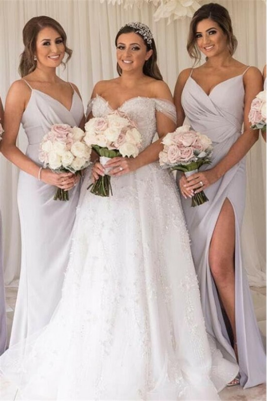 Sheath Spaghetti Straps Long Bridesmaid Dresses with Slit 3010355 Sheath Spaghetti Straps Long Bridesmaid Dresses with Slit 3010355