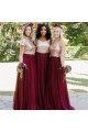A-Line Sequins and Tulle Long Bridesmaid Dresses 3010378