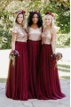 A-Line Sequins and Tulle Long Bridesmaid Dresses 3010378