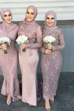 Long Sleeves Lace Bridesmaid Dresses 3010383