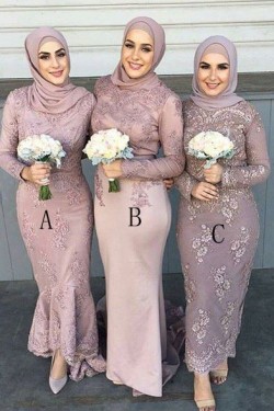 Long Sleeves Lace Bridesmaid Dresses 3010383