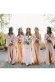 Sheath V-Neck Long Sleeves Chiffon Long Bridesmaid Dresses 3010384