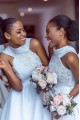 A-Line White Lace Bridesmaid Dresses 3010386