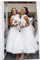 A-Line White Lace Bridesmaid Dresses 3010386