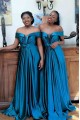 A-Line Off-the-Shoulder Long Bridesmaid Dresses 3010388