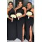 Sheath One-Shoulder Long Black Bridesmaid Dresses 3010390