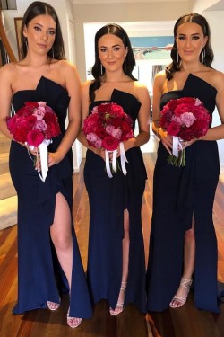 Long Navy Blue Bridesmaid Dresses 3010392