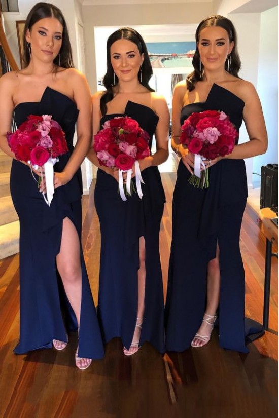 Long Navy Blue Bridesmaid Dresses 3010392