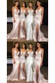 Memraid V-Neck Long Bridesmaid Dresses with Slit 3010407