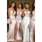 Memraid V-Neck Long Bridesmaid Dresses with Slit 3010407