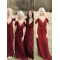 A-Line V-Neck Spaghetti Straps Floor Length Bridesmaid Dresses 3010410