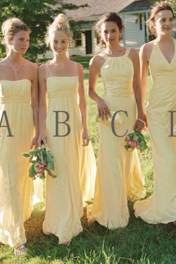 Long Yellow Chiffon Floor Length Bridesmaid Dresses 3010418