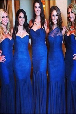 Mermaid Long Royal Blue Floor Length Bridesmaid Dresses 3010419