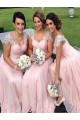A-Line Lace and Chiffon Floor Length Bridesmaid Dresses 3010420