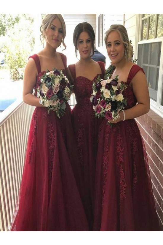 A-Line Lace Long Floor Length Bridesmaid Dresses 3010426