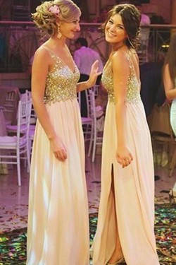 A-Line Chiffon Beaded Floor Length Bridesmaid Dresses 3010436