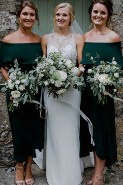 Sheath Off-the-Shoulder Floor Length Bridesmaid Dresses 3010443