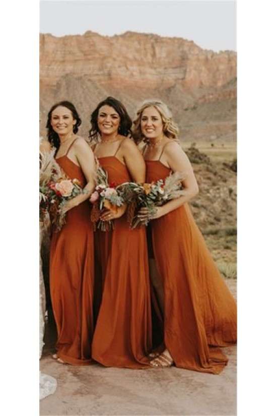 A-Line Spaghetti Straps Floor Length Bridesmaid Dresses 3010447