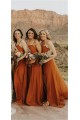 A-Line Spaghetti Straps Floor Length Bridesmaid Dresses 3010447