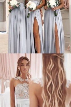 A-Line Lace and Chiffon Floor Length Bridesmaid Dresses 3010450