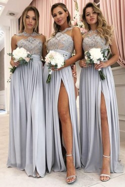 A-Line Lace and Chiffon Floor Length Bridesmaid Dresses 3010450
