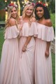 Long Pink Chiffon Floor Length Bridesmaid Dresses 3010460