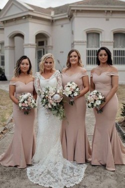 Mermaid Off-the-Shoulder Long Floor Length Bridesmaid Dresses 3010461