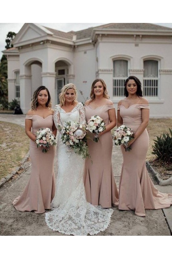 Mermaid Off-the-Shoulder Long Floor Length Bridesmaid Dresses 3010461