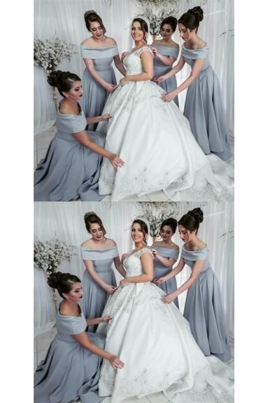 A-Line Off-the-Shoulder Floor Length Bridesmaid Dresses 3010463