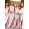 Sheath Long Pink Floor Length Bridesmaid Dresses 3010467